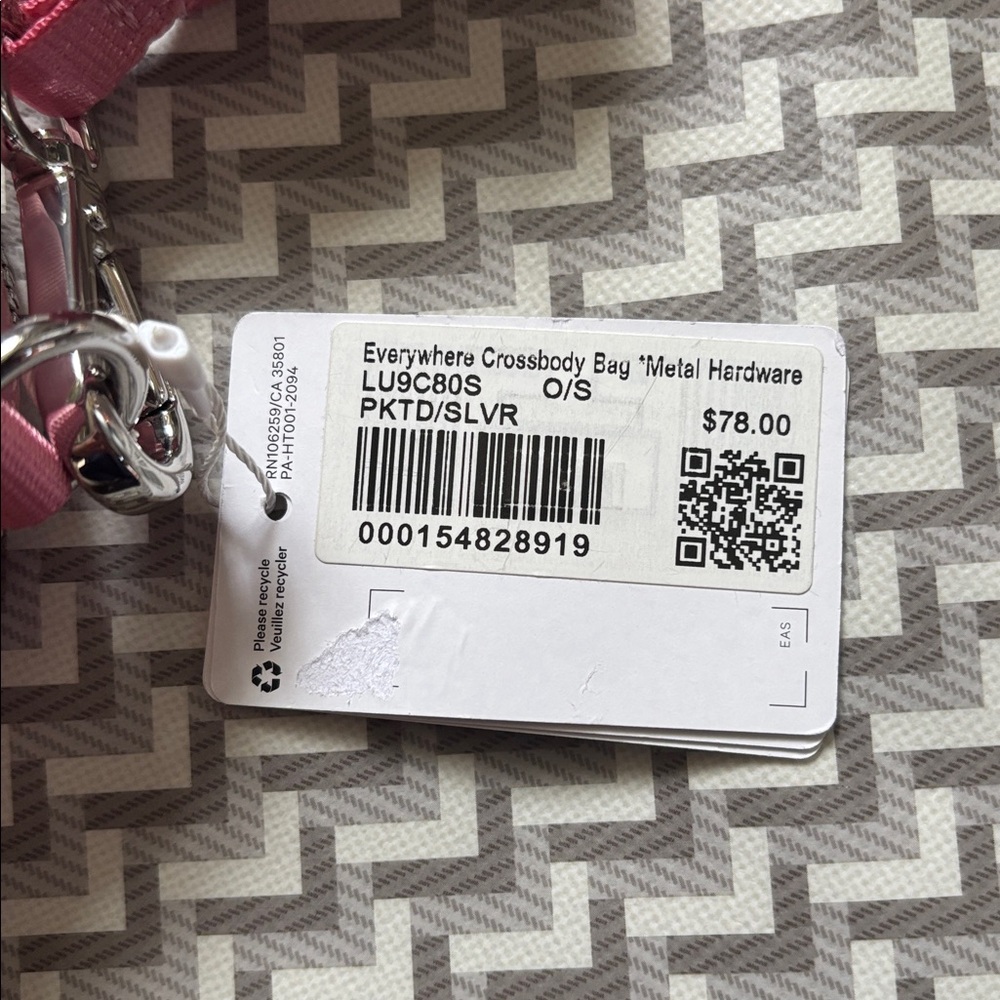 LULULEMON CROSSBODY BAG *MATAL HARDWARE IN PINK TIDE/SILVER NWT - Picture 9 of 9